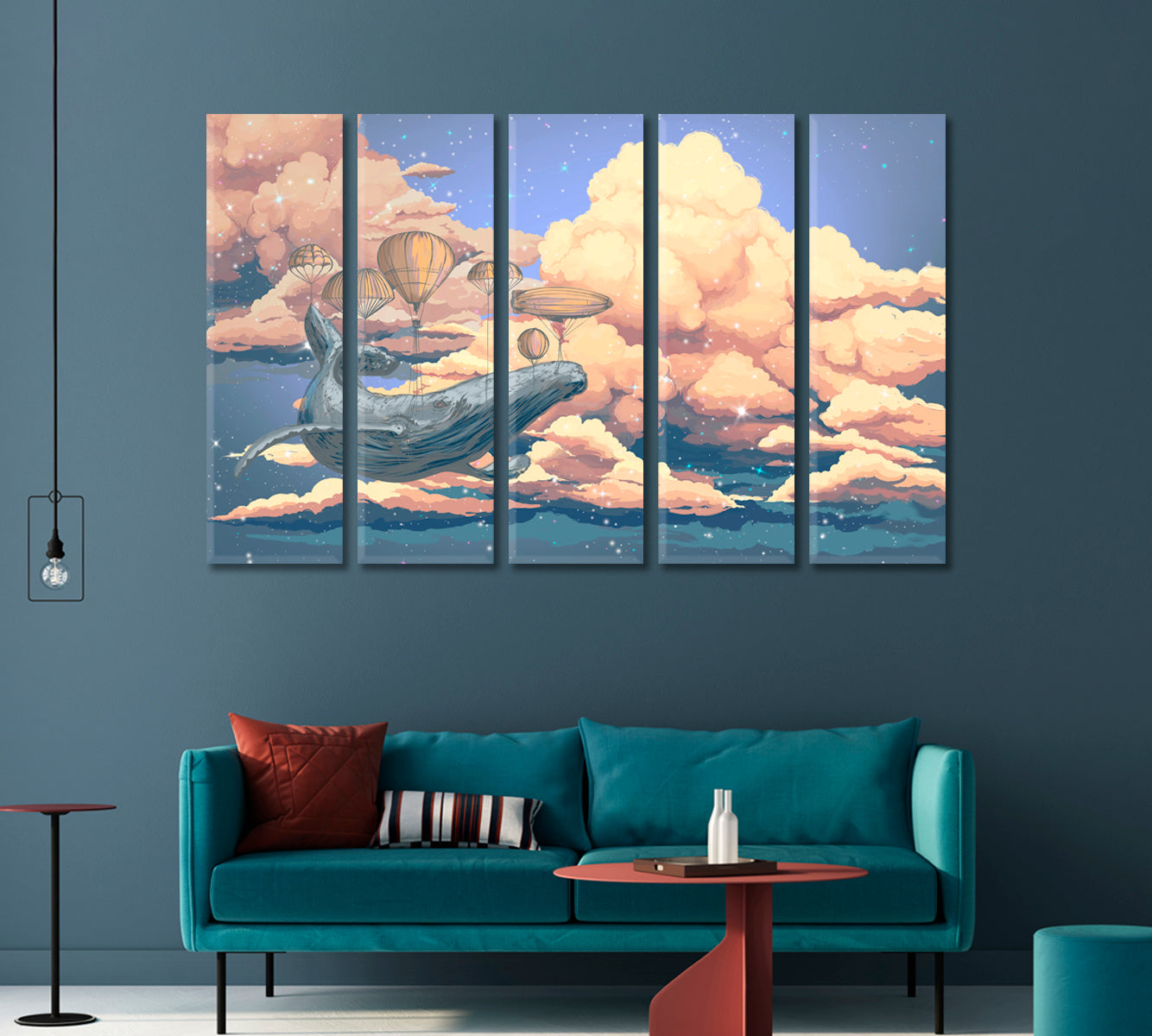 Whale in Sky with Air Balloons Canvas Print-Canvas Print-CetArt-1 Panel-24x16 inches-CetArt