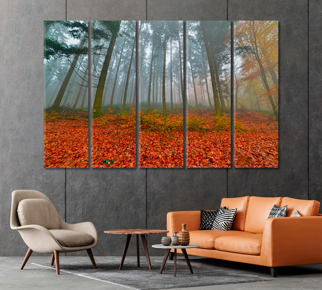 Foggy Autumn Pine Forest Canvas Print-Canvas Print-CetArt-1 Panel-24x16 inches-CetArt