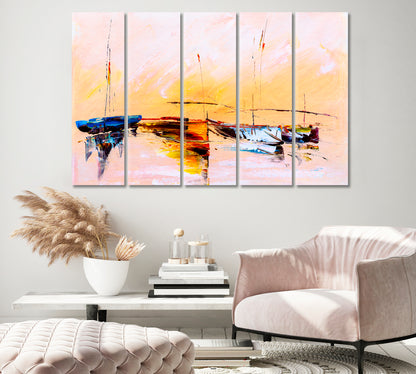 Four Watercolor Abstract Sailing Boats Canvas Print-Canvas Print-CetArt-1 Panel-24x16 inches-CetArt