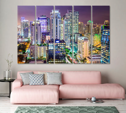 Miami Florida Downtown Cityscape Canvas Print-Canvas Print-CetArt-1 Panel-24x16 inches-CetArt