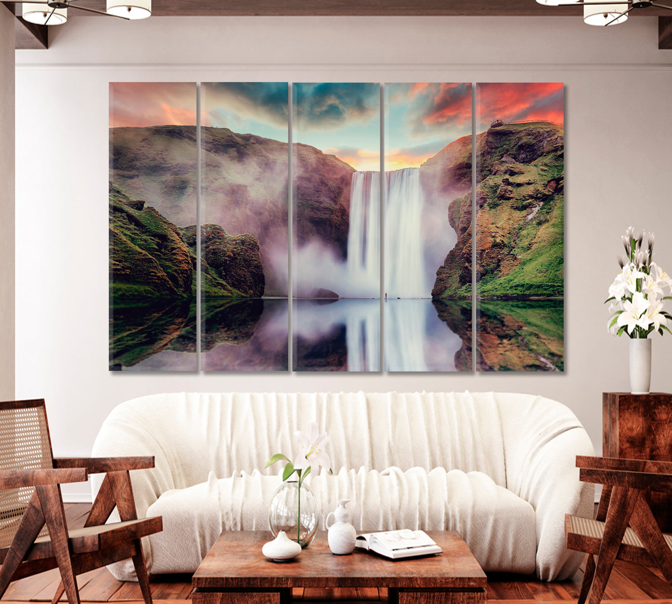 The Breathtaking Beauty of Skogafoss Falls Iceland Canvas Print-Canvas Print-CetArt-1 Panel-24x16 inches-CetArt