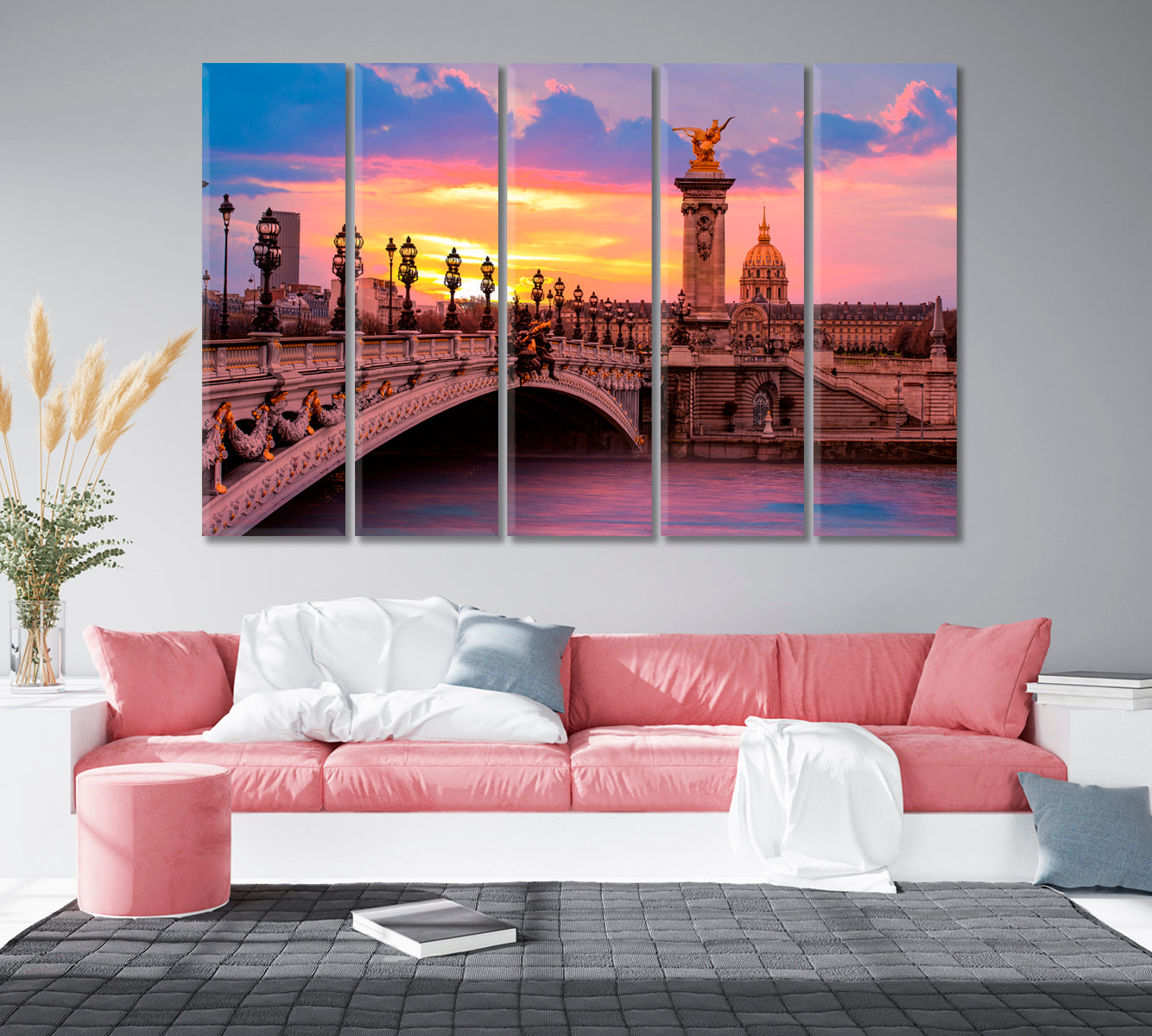 Alexandre III Bridge at Sunset Paris France Canvas Print-Canvas Print-CetArt-1 Panel-24x16 inches-CetArt