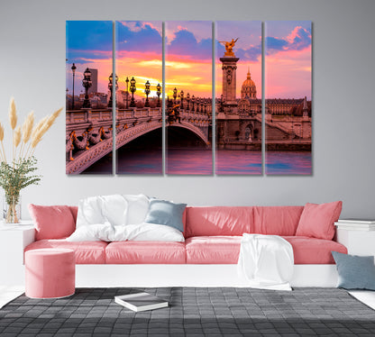 Alexandre III Bridge at Sunset Paris France Canvas Print-Canvas Print-CetArt-1 Panel-24x16 inches-CetArt