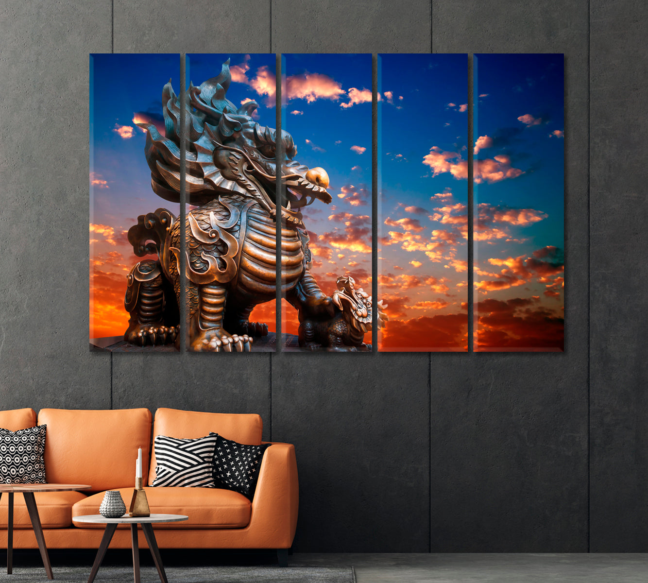 Traditional Chinese Dragon Statue Canvas Print-Canvas Print-CetArt-1 Panel-24x16 inches-CetArt