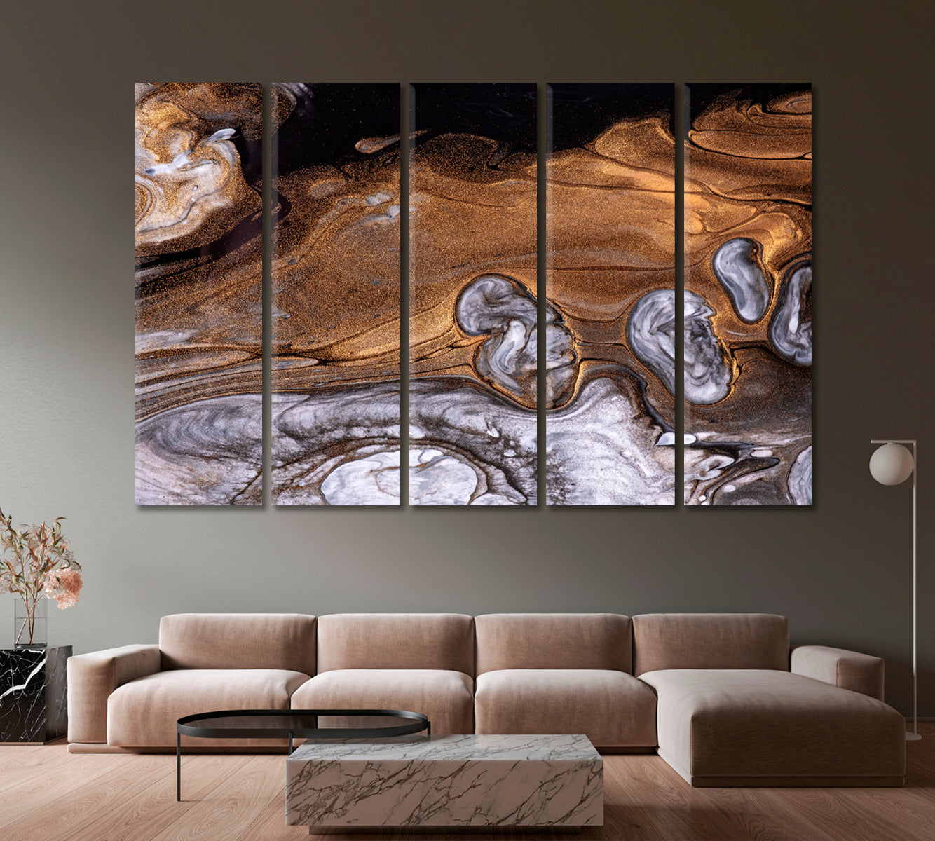 Abstract Bronze Wavy Marble Canvas Print-Canvas Print-CetArt-1 Panel-24x16 inches-CetArt