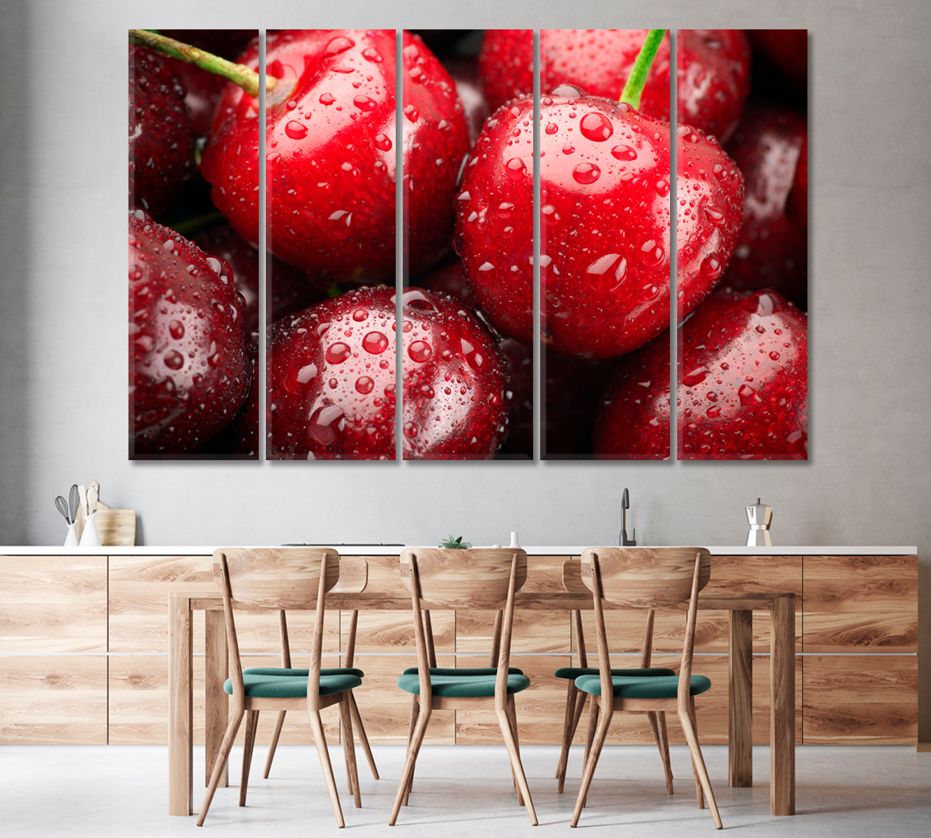 Cherries with Water Drops Canvas Print-Canvas Print-CetArt-1 Panel-24x16 inches-CetArt