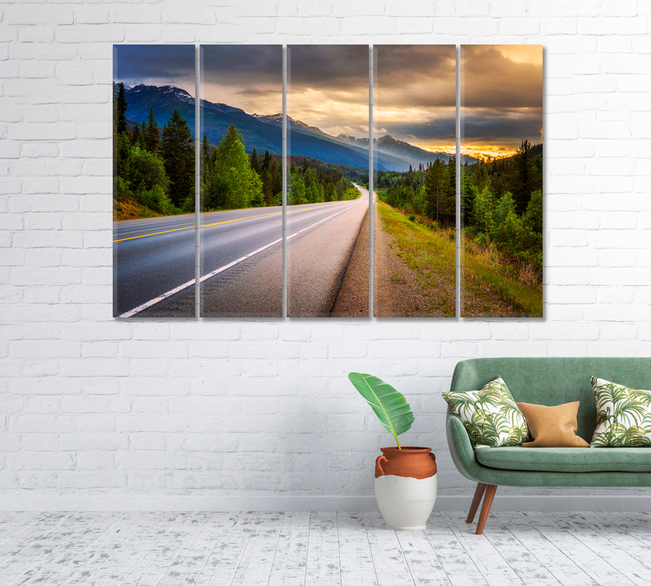 Highway through in Banff National Park Canada Canvas Print-CetArt-1 Panel-24x16 inches-CetArt