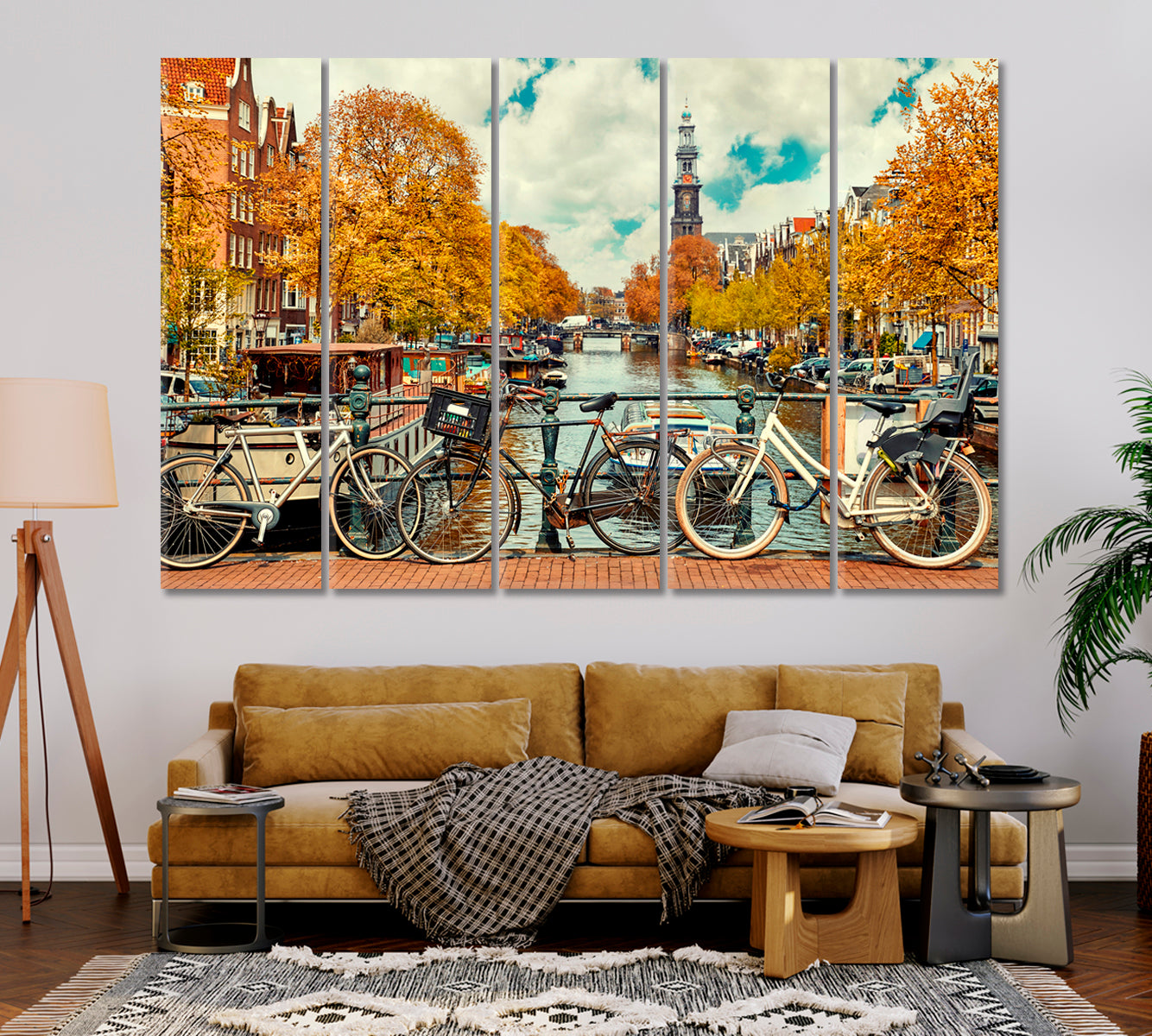 Netherlands Cityscape with Amstel River View Canvas Print-Canvas Print-CetArt-1 Panel-24x16 inches-CetArt