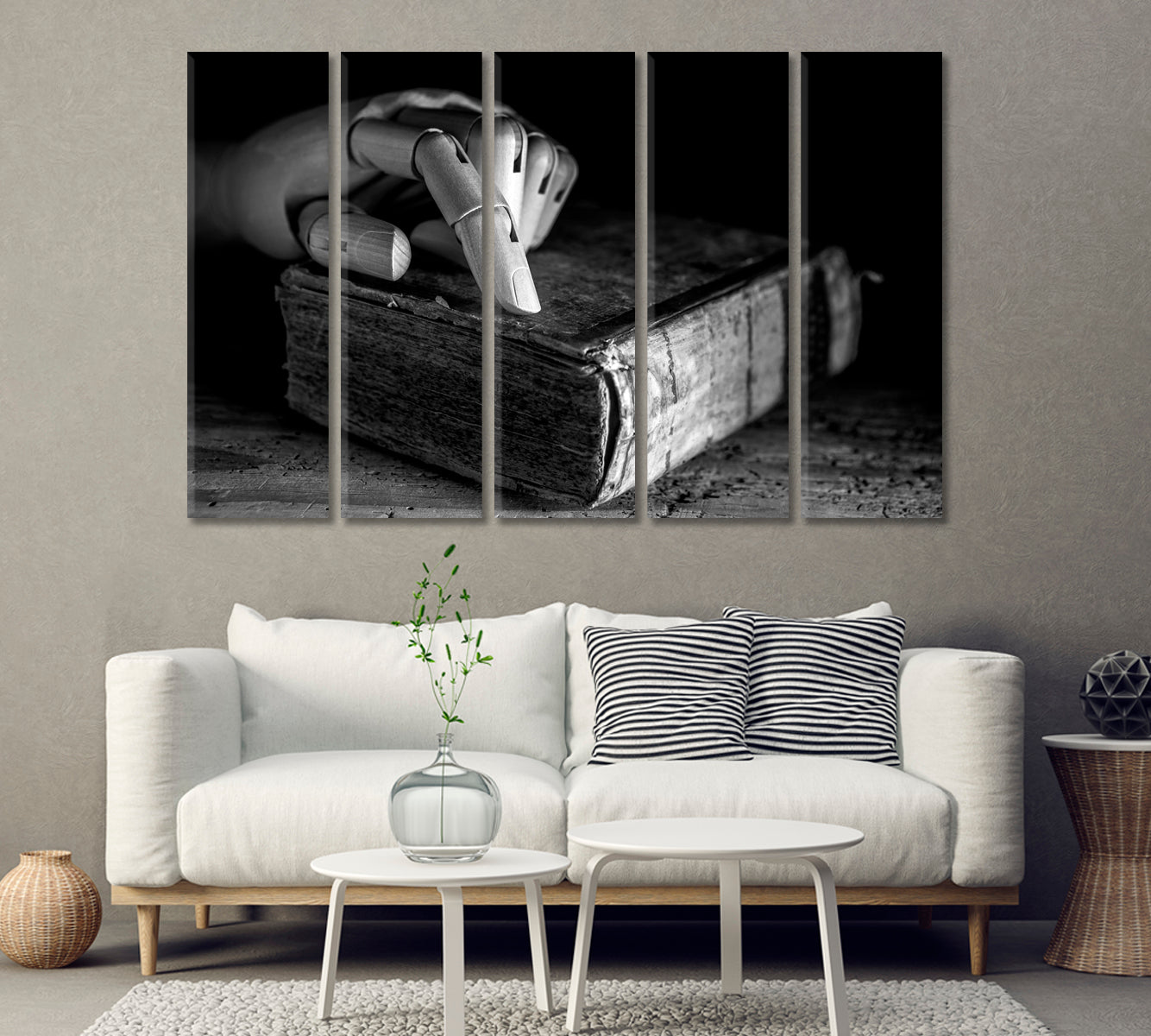 Wooden Hands on the Book Canvas Print-Canvas Print-CetArt-1 Panel-24x16 inches-CetArt