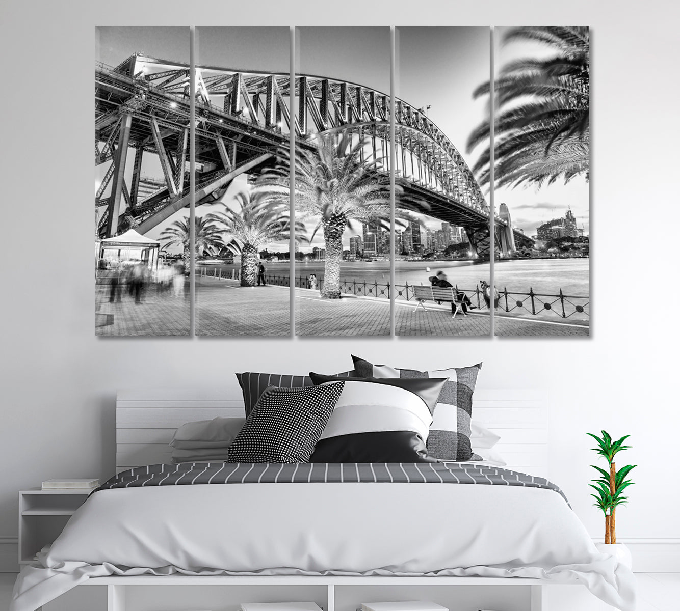 Sydney Harbour Bridge in Black and White Canvas Print-Canvas Print-CetArt-1 Panel-24x16 inches-CetArt