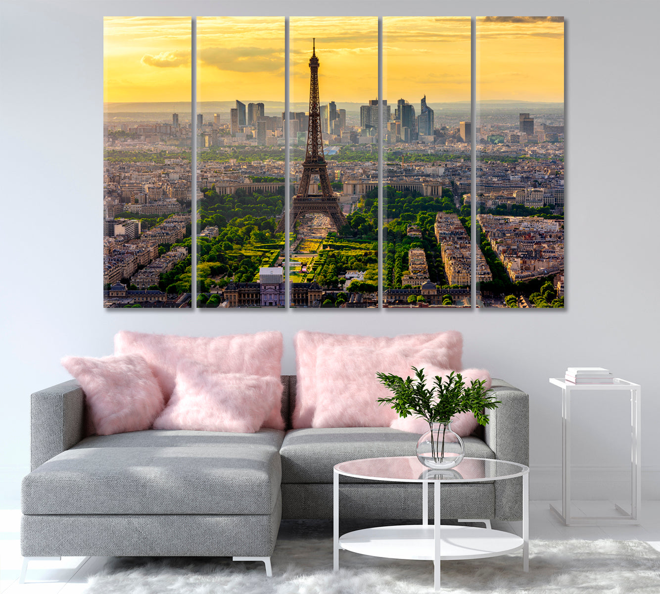 Skyline of Paris with Eiffel Tower at Sunset Canvas Print-Canvas Print-CetArt-1 Panel-24x16 inches-CetArt