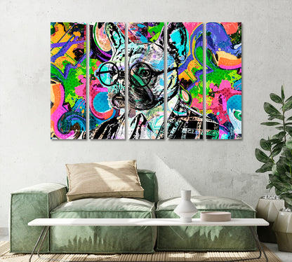 Abstract Multicolor English Bulldog Canvas Print-Canvas Print-CetArt-1 Panel-24x16 inches-CetArt