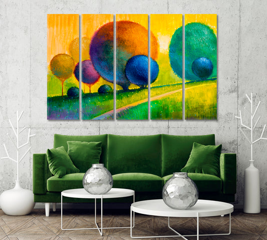 Bright Colorful Trees Canvas Print-Canvas Print-CetArt-1 Panel-24x16 inches-CetArt