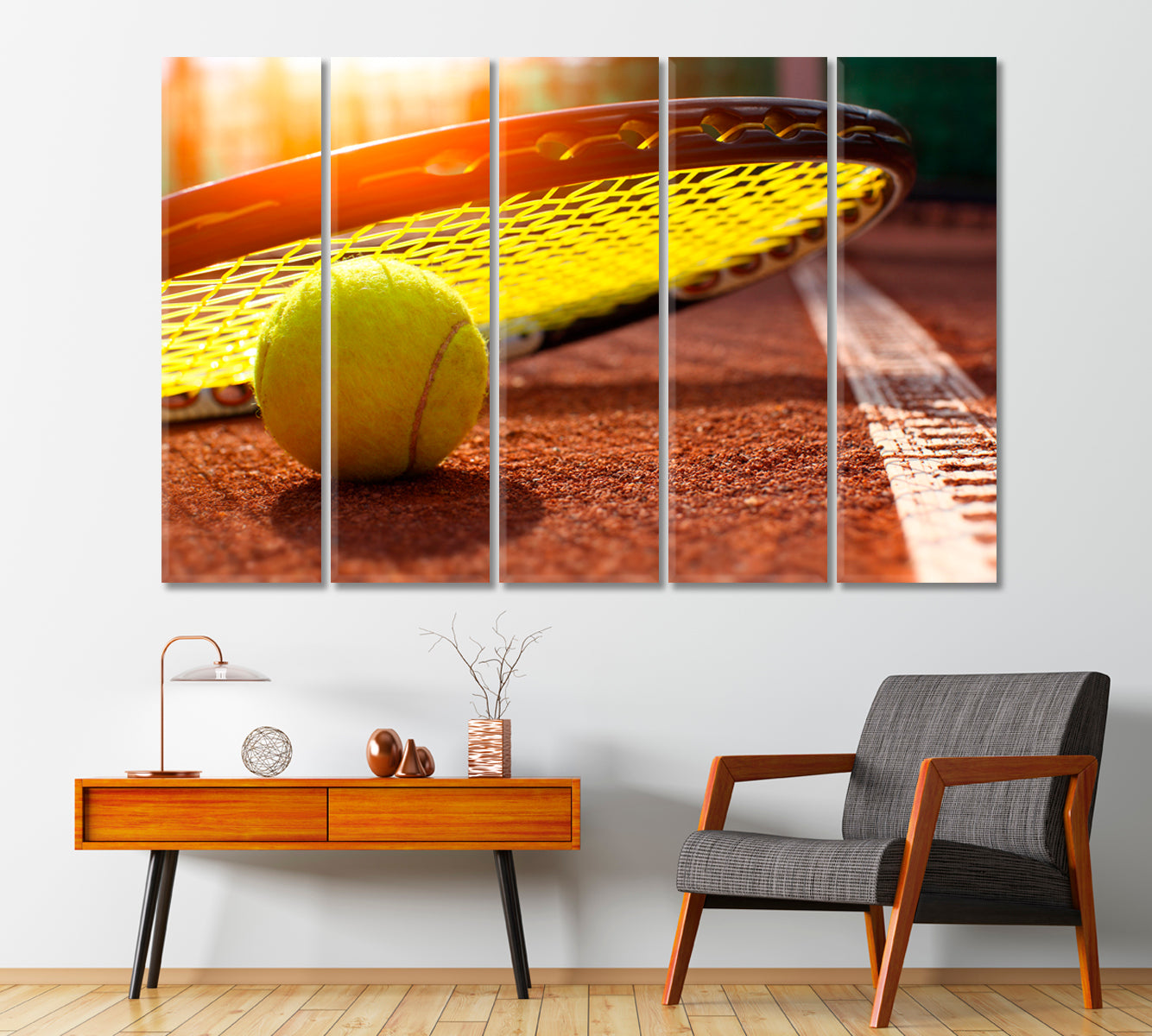 Tennis Ball and Racket Canvas Print-Canvas Print-CetArt-1 Panel-24x16 inches-CetArt