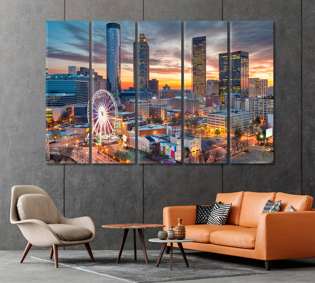 Atlanta City Lights at Dusk Georgia USA Canvas Print-Canvas Print-CetArt-1 Panel-24x16 inches-CetArt