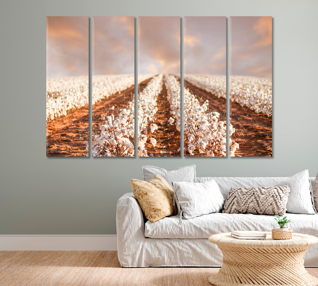 Cotton Fields of Texas Canvas Print-Canvas Print-CetArt-1 Panel-24x16 inches-CetArt