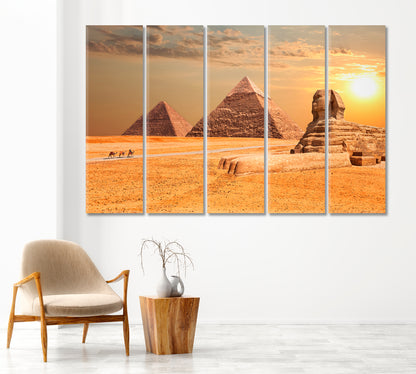 Sphinx and Pyramids at Sunset Giza Egypt Canvas Print-Canvas Print-CetArt-1 Panel-24x16 inches-CetArt