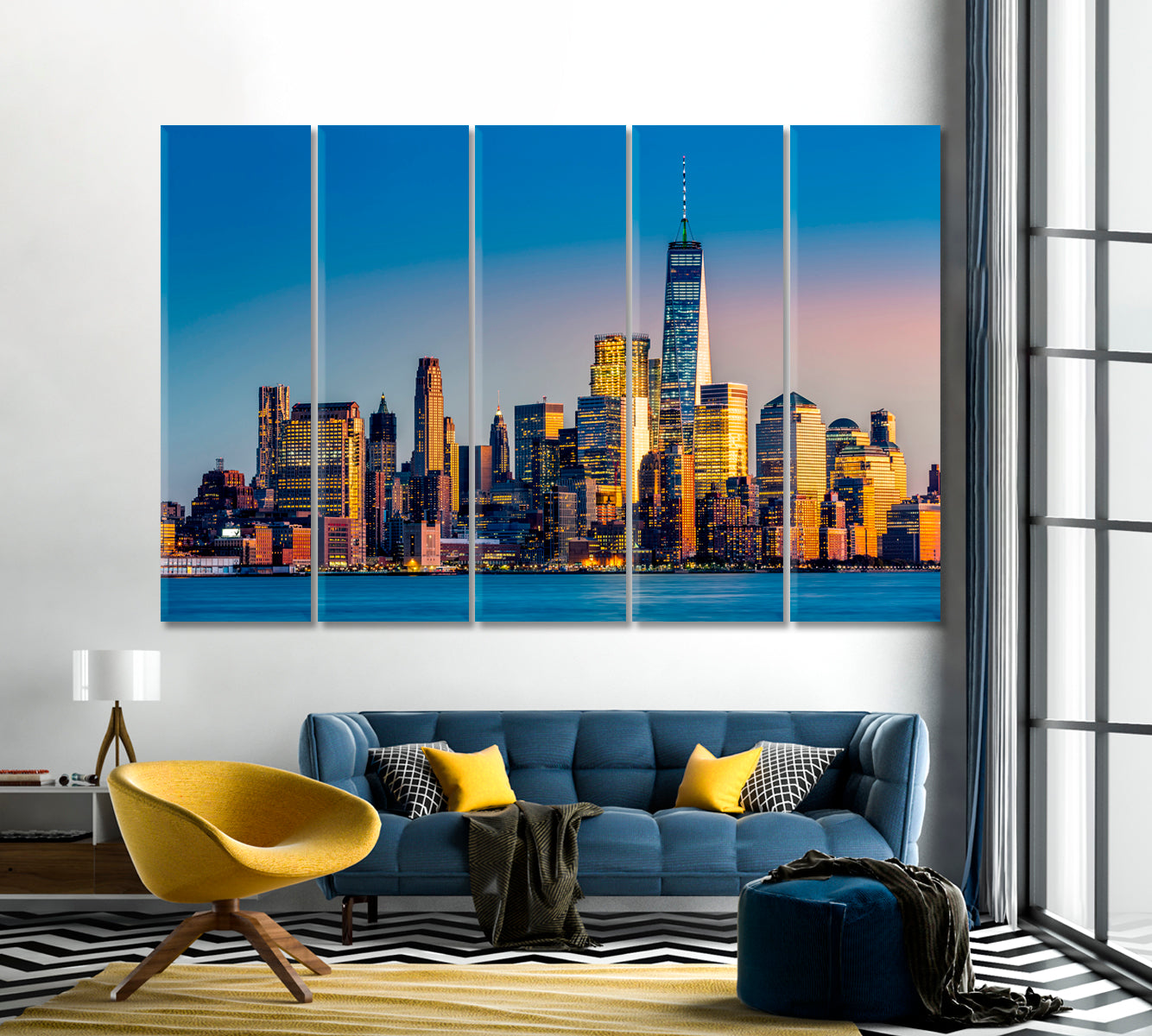 Lower Manhattan at Sunset View from Hoboken New Jersey Canvas Print-Canvas Print-CetArt-1 Panel-24x16 inches-CetArt