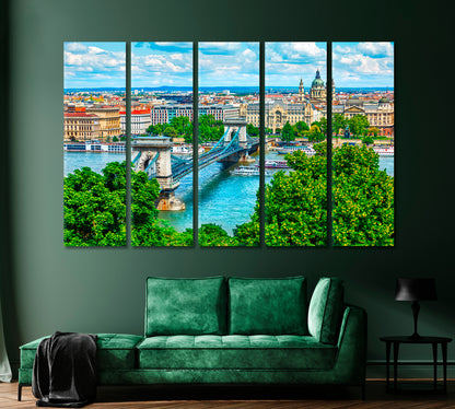 Budapest City and Chain Bridge Hungary Canvas Print-Canvas Print-CetArt-1 Panel-24x16 inches-CetArt