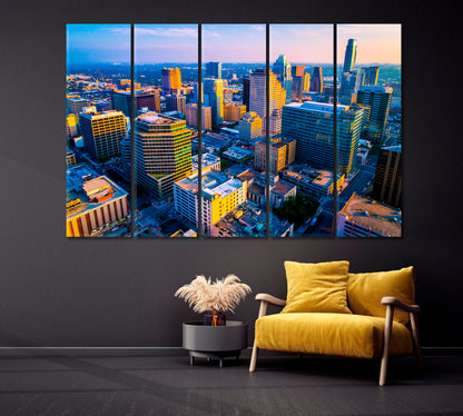 Skyscrapers and Downtown Austin Aerial View Canvas Print-Canvas Print-CetArt-1 Panel-24x16 inches-CetArt