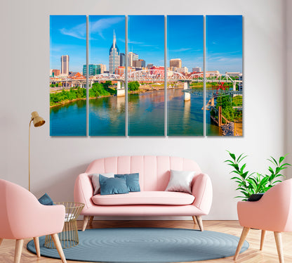 Nashville City on the Cumberland River USA Canvas Print-Canvas Print-CetArt-1 Panel-24x16 inches-CetArt