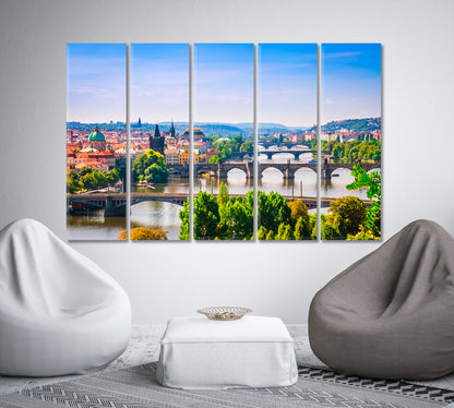 Bridges Vltava River Prague Canvas Print-Canvas Print-CetArt-1 Panel-24x16 inches-CetArt