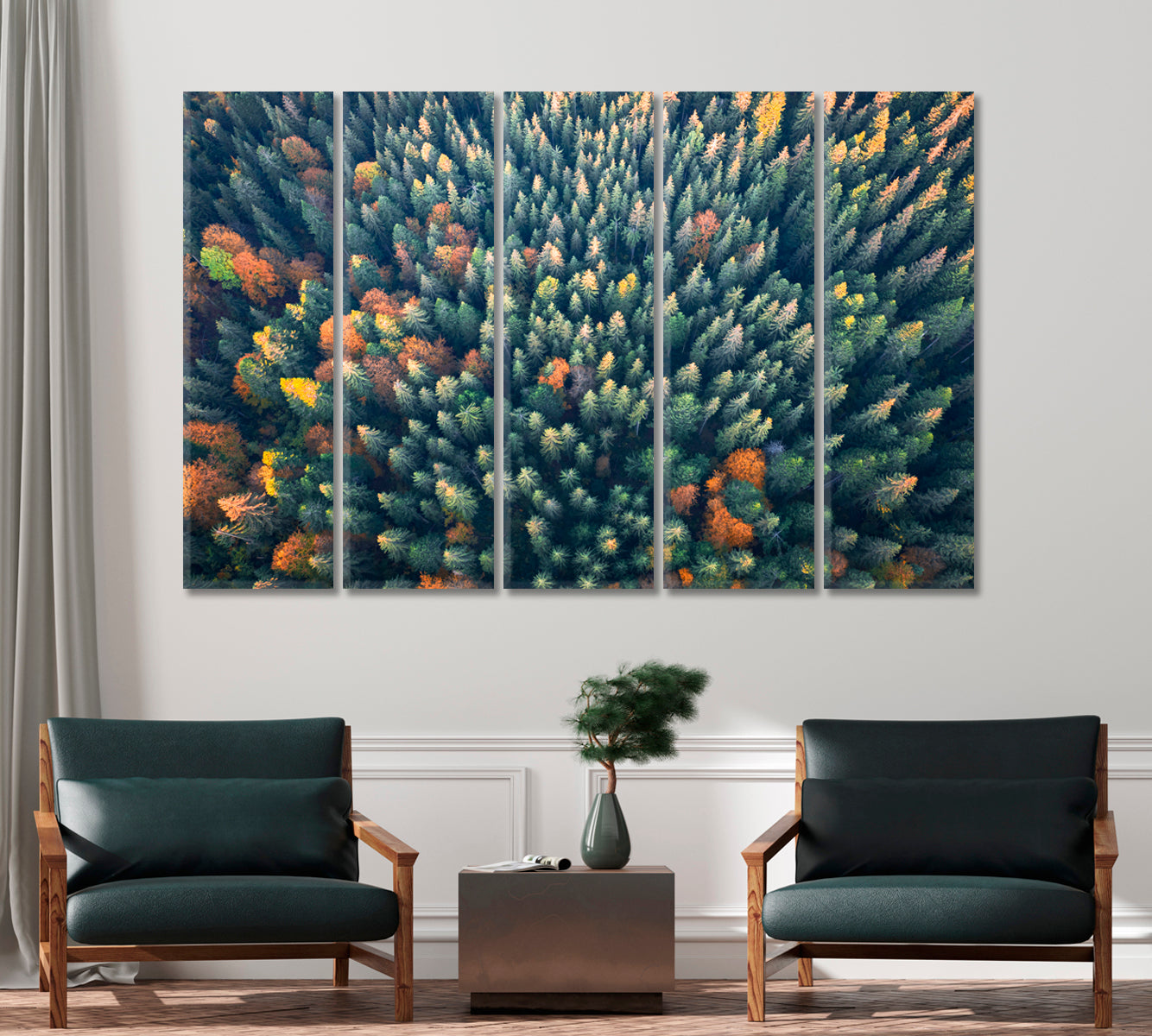 Yellow and Green Autumn Trees in Colorful Forest Canvas Print-Canvas Print-CetArt-1 Panel-24x16 inches-CetArt