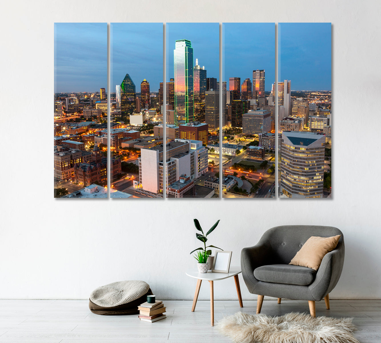 Night View of Central Dallas USA Canvas Print-Canvas Print-CetArt-1 Panel-24x16 inches-CetArt