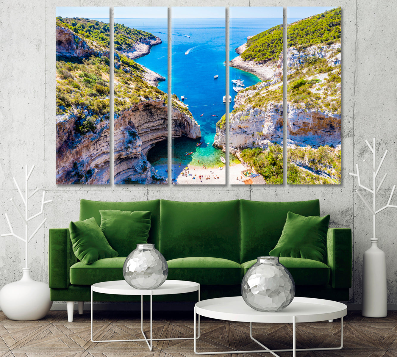 Stiniva Beach Island of Vis Croatia Canvas Print-Canvas Print-CetArt-1 Panel-24x16 inches-CetArt