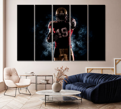 American Football Player in Dark Canvas Print-Canvas Print-CetArt-1 Panel-24x16 inches-CetArt