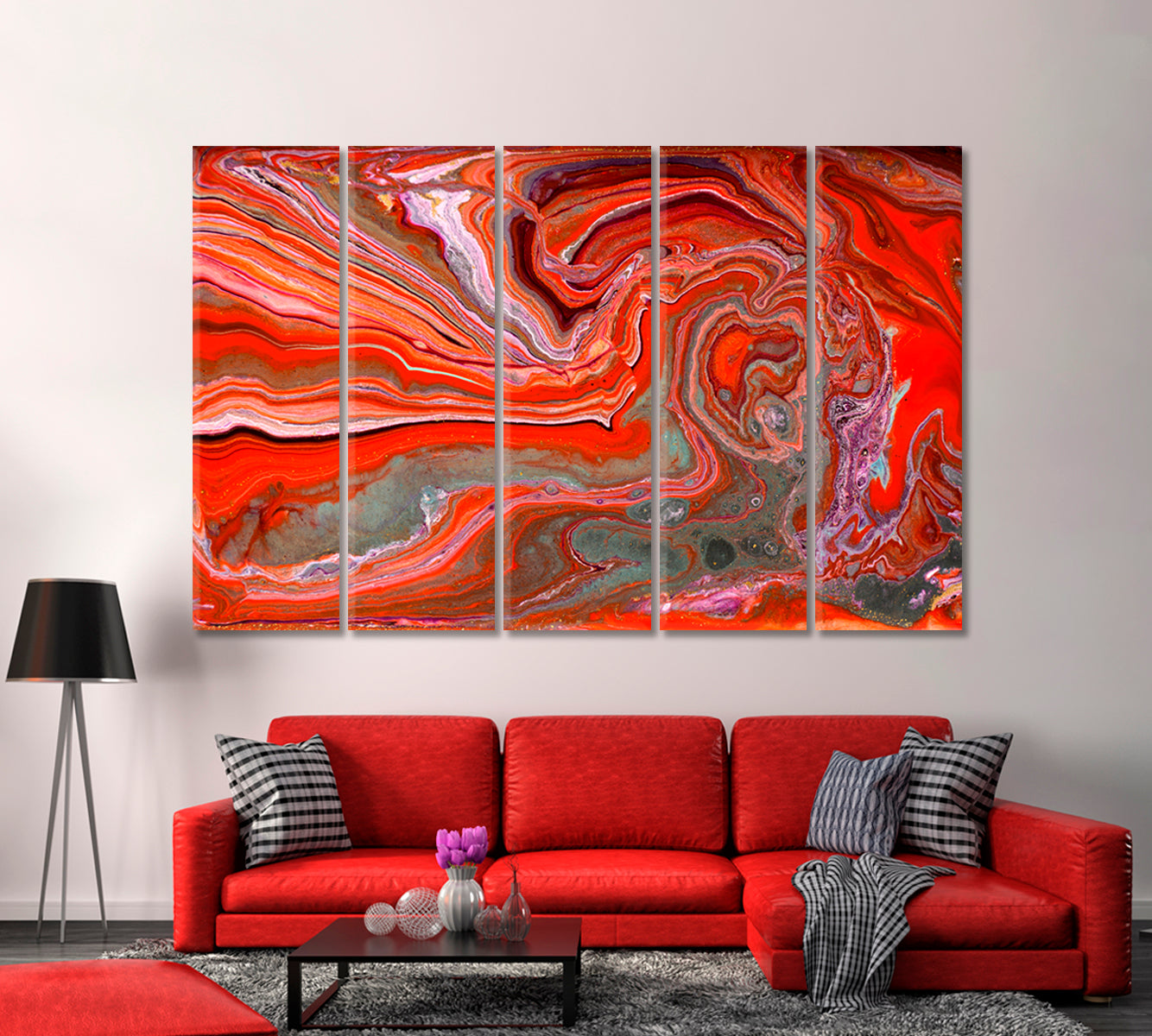 Combination of Red and Gray Agate Canvas Print-Canvas Print-CetArt-1 Panel-24x16 inches-CetArt