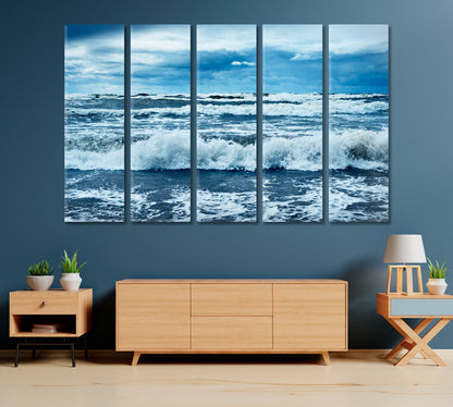 Sea Storm Under Dramatic Sunset Canvas Print-Canvas Print-CetArt-1 Panel-24x16 inches-CetArt