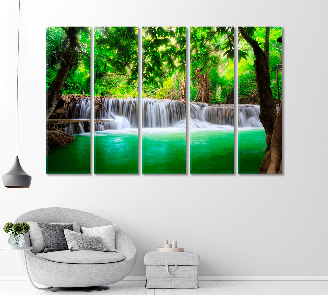 Erawan Waterfall Kanchanaburi Thailand Canvas Print-Canvas Print-CetArt-1 Panel-24x16 inches-CetArt