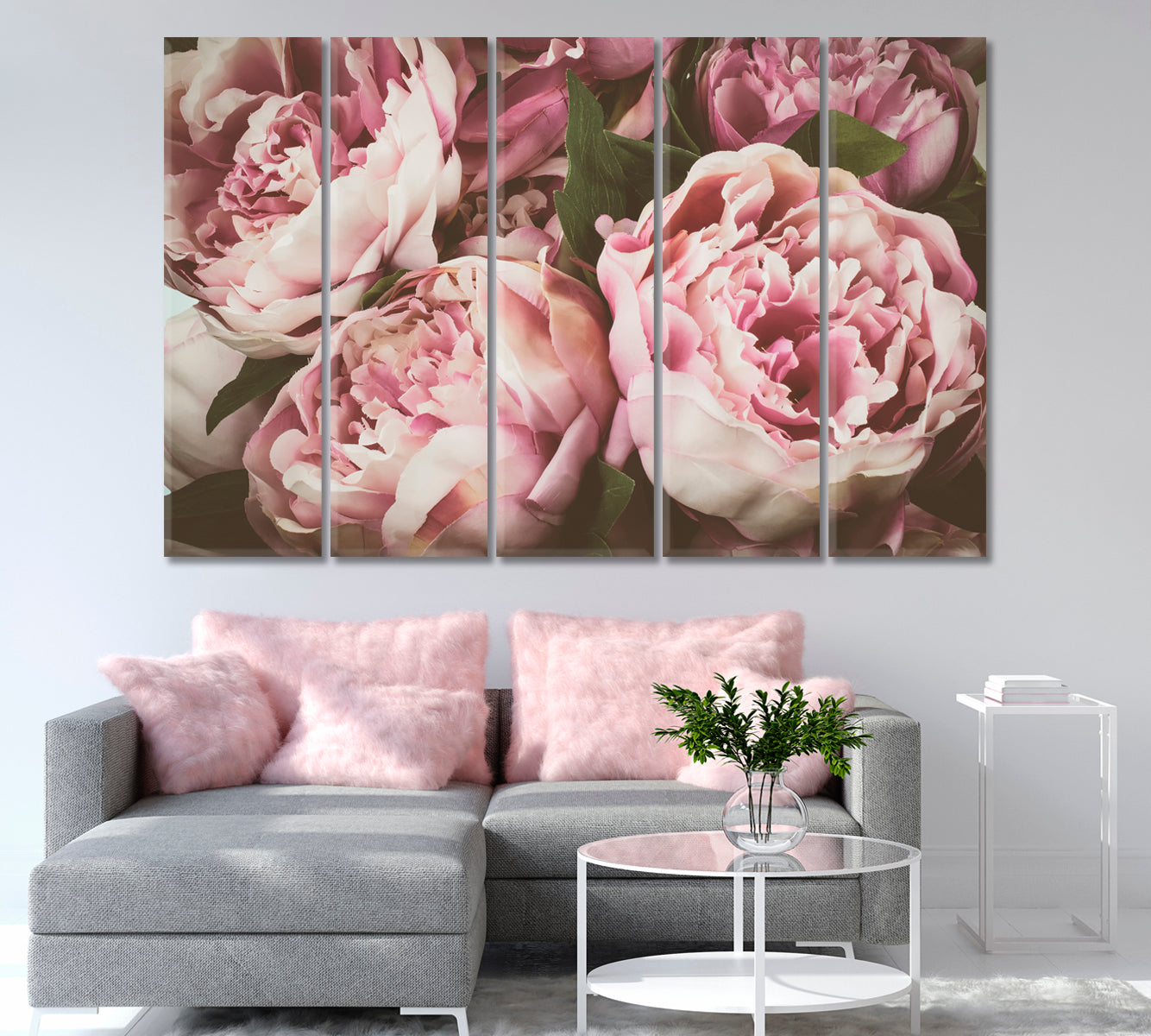 Delicate Peonies Canvas Print-Canvas Print-CetArt-1 Panel-24x16 inches-CetArt