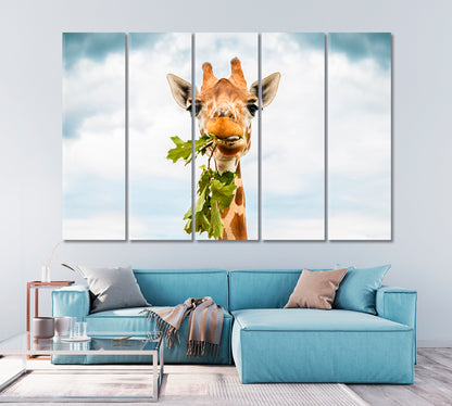 Giraffe Eating Leaves Canvas Print-Canvas Print-CetArt-1 Panel-24x16 inches-CetArt