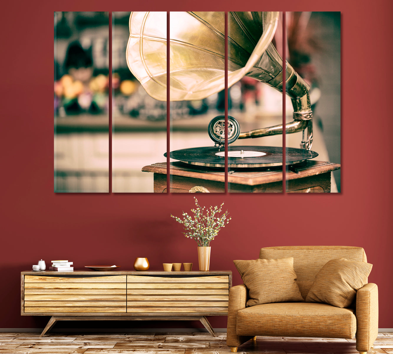 Retro Gramophone Canvas Print-Canvas Print-CetArt-1 Panel-24x16 inches-CetArt