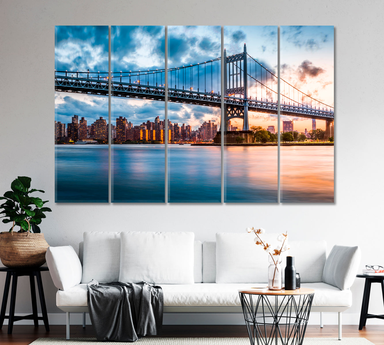 Triborough Bridge at Sunset in Queens New York Canvas Print-Canvas Print-CetArt-1 Panel-24x16 inches-CetArt