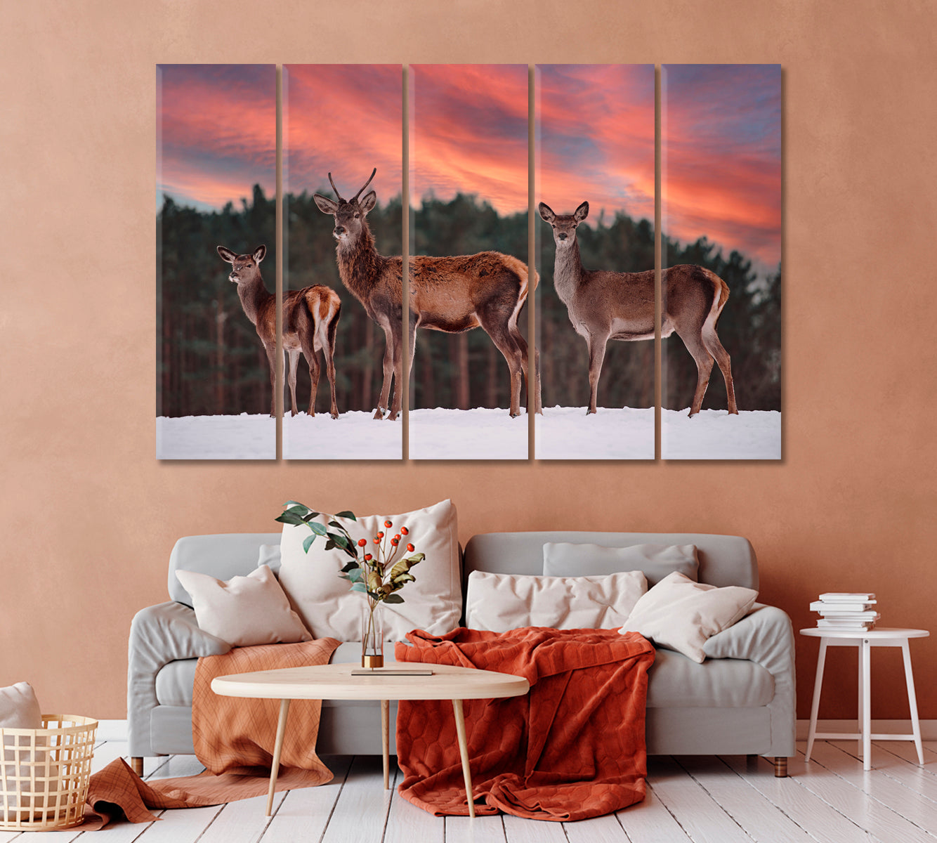 Deer in Winter Forest Canvas Print-Canvas Print-CetArt-1 Panel-24x16 inches-CetArt