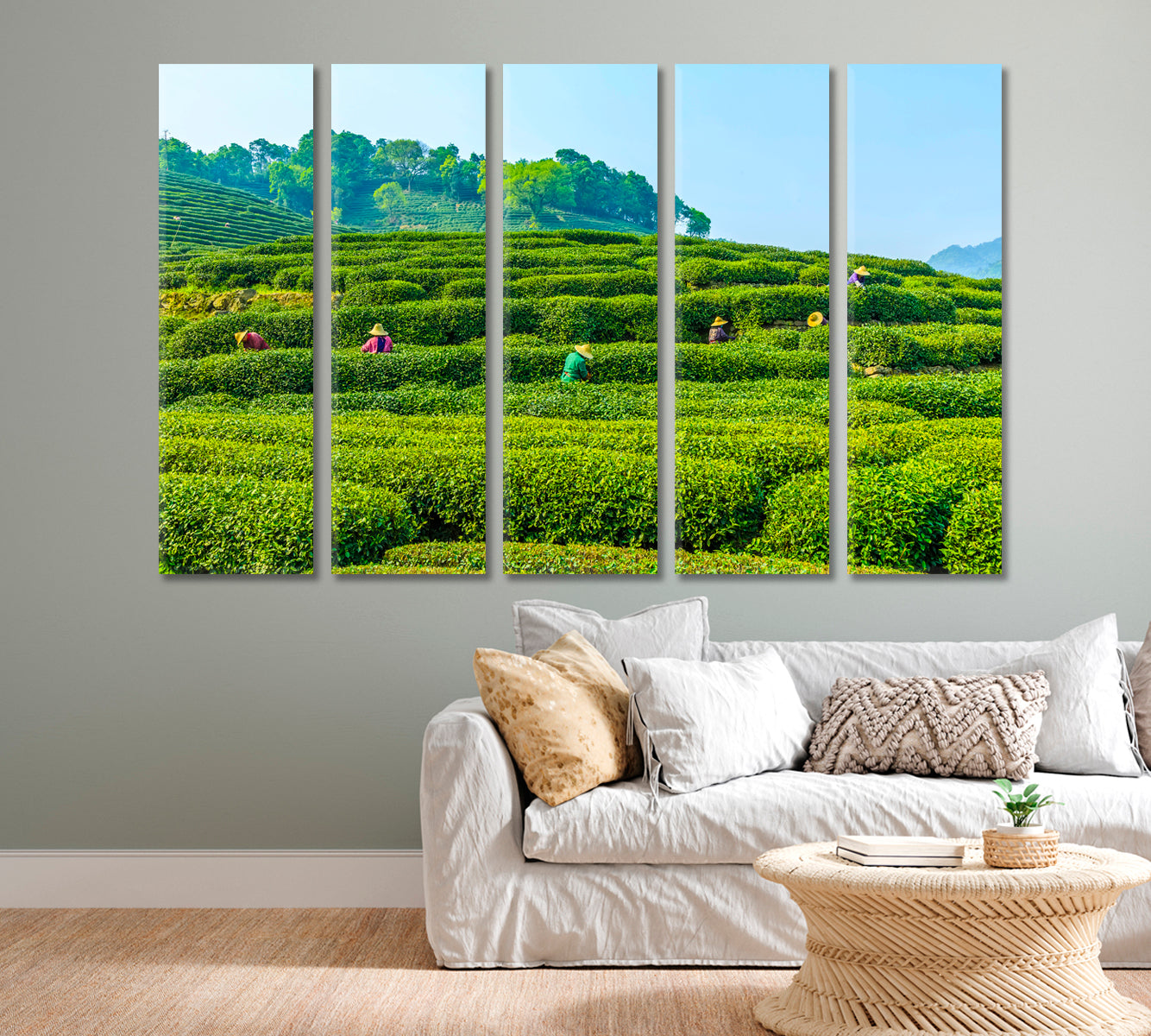 Tea Plantation in West Lake Longjing Hangzhou Canvas Print-Canvas Print-CetArt-1 Panel-24x16 inches-CetArt