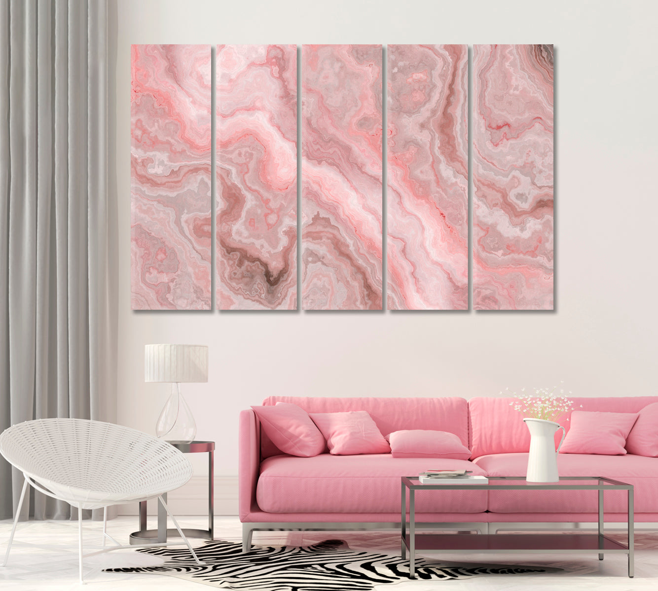 Abstract Pink Onyx Canvas Print-Artwork-CetArt-1 Panel-24x16 inches-CetArt