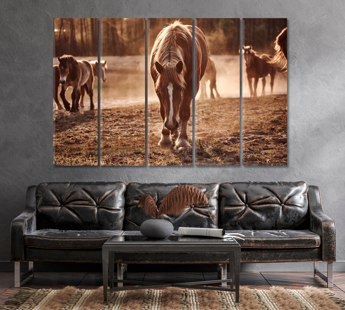 Stunningly Beautiful Herd of Horses Canvas Print-Canvas Print-CetArt-1 Panel-24x16 inches-CetArt