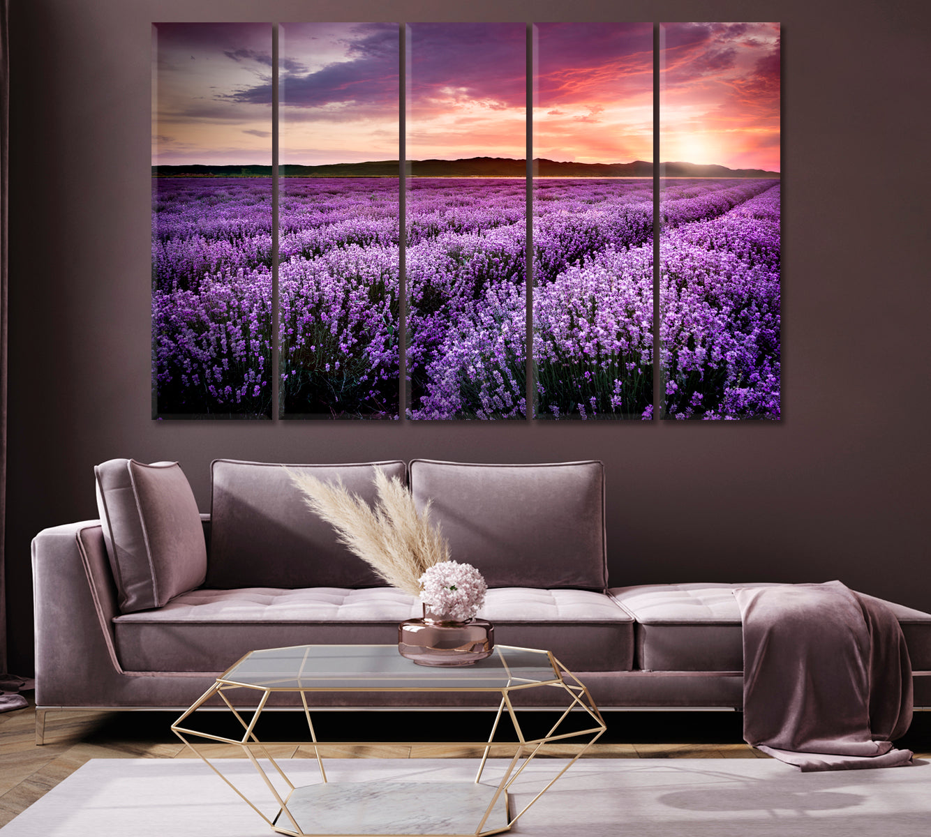 Lavender Field under the Summer Sunset Canvas Print-Canvas Print-CetArt-1 Panel-24x16 inches-CetArt