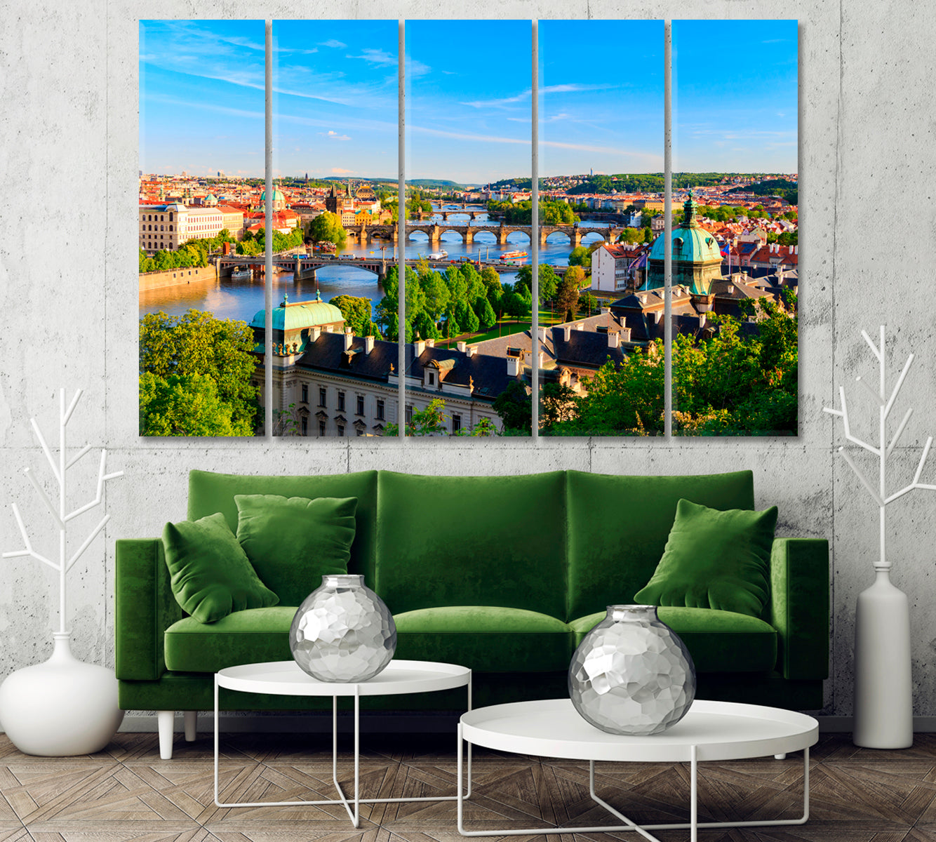 Historical Architecture of Prague and the Vltava River Canvas Print-Canvas Print-CetArt-1 Panel-24x16 inches-CetArt