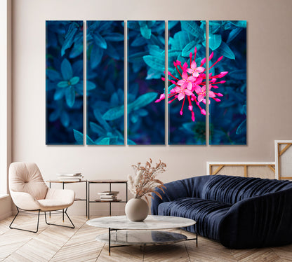 Beautiful Leaves with Pink Flowers Canvas Print-Canvas Print-CetArt-1 Panel-24x16 inches-CetArt