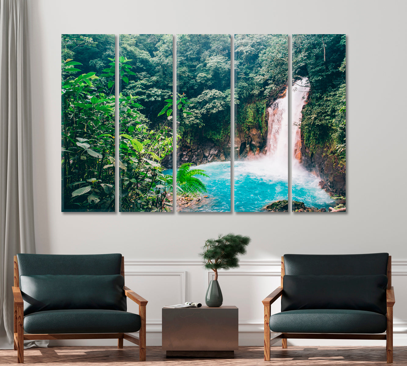 Costa Rica Waterfall in Rainforest Canvas Print-Canvas Print-CetArt-1 Panel-24x16 inches-CetArt