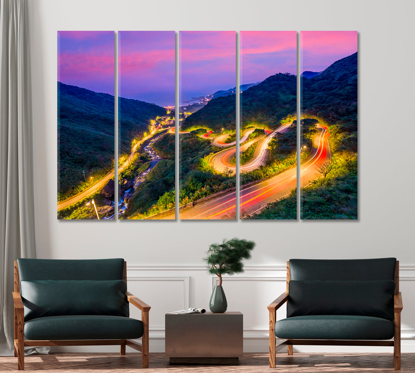 Illuminated Hillside Road at Dusk Jiufen Taiwan Canvas Print-Canvas Print-CetArt-1 Panel-24x16 inches-CetArt