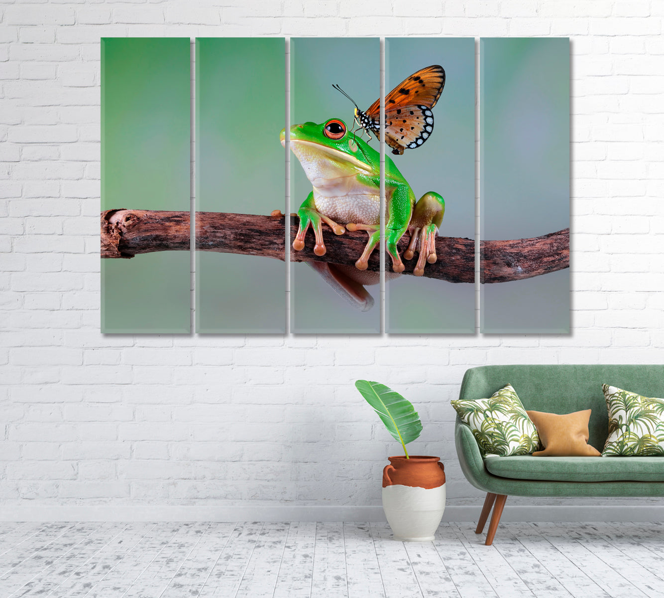 Cute Frog with Butterfly Canvas Print-Canvas Print-CetArt-1 Panel-24x16 inches-CetArt