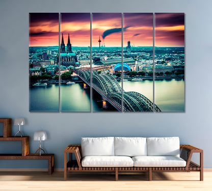 Cologne City and Hohenzollern Bridge Germany Canvas Print-Canvas Print-CetArt-1 Panel-24x16 inches-CetArt