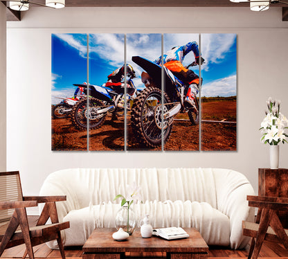 Bikers at Start Before Motocross Canvas Print-Canvas Print-CetArt-1 Panel-24x16 inches-CetArt