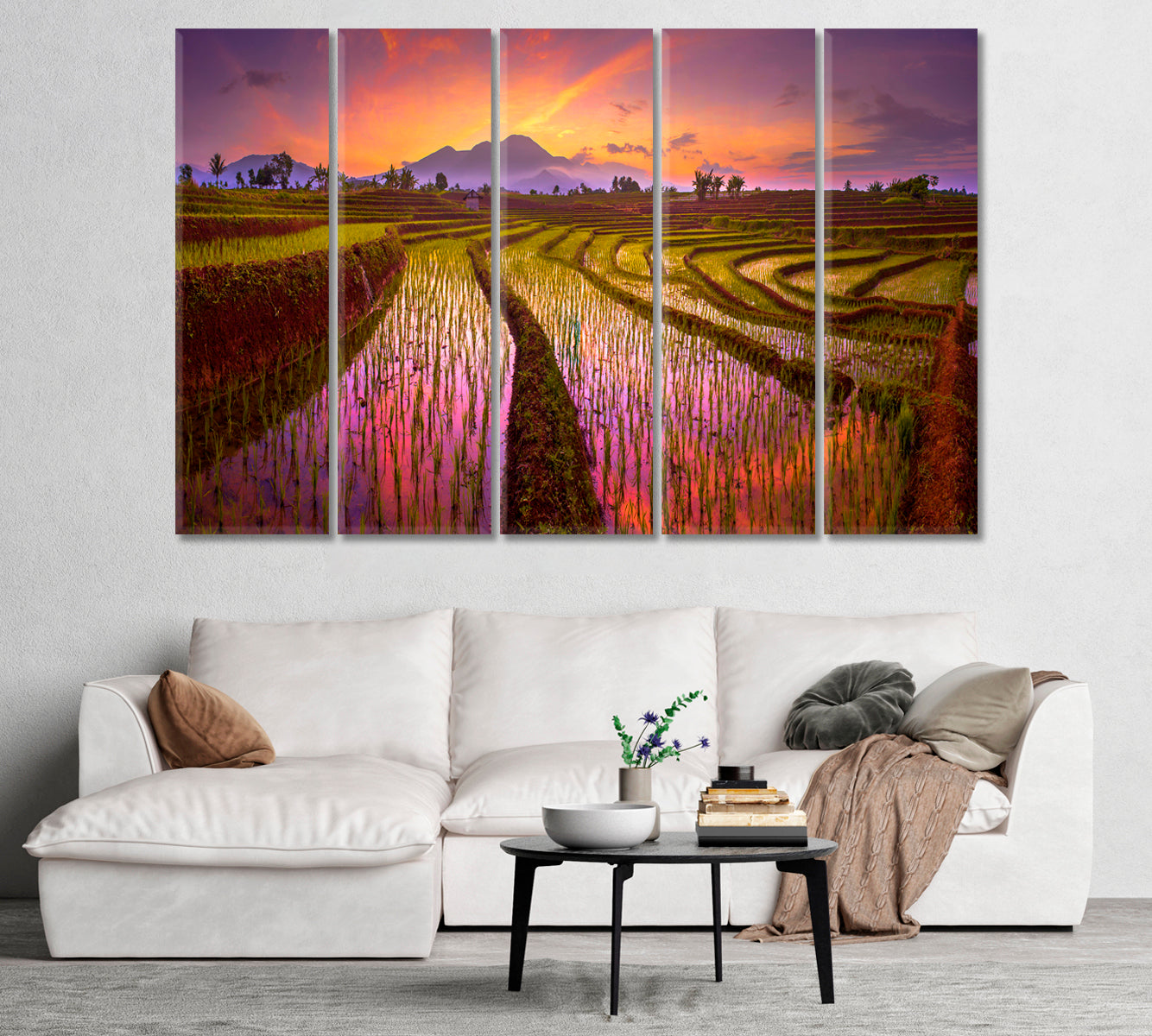 Rice Field Sunrise Canvas Print-Canvas Print-CetArt-1 Panel-24x16 inches-CetArt